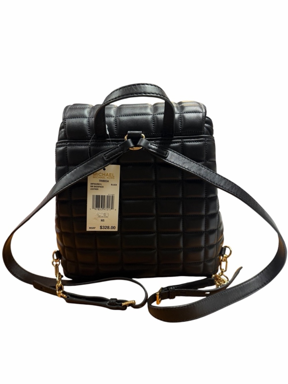 NWT Michael Kors Tribeca Small Quilted Puffy Black Leather Backpack Bag - Picture 4 of 8